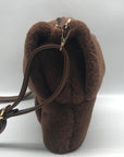 Anthropology Brown Faux Fur Woven Crossbody