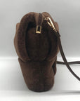 Anthropology Brown Faux Fur Woven Crossbody