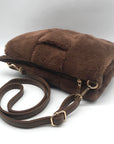 Anthropology Brown Faux Fur Woven Crossbody