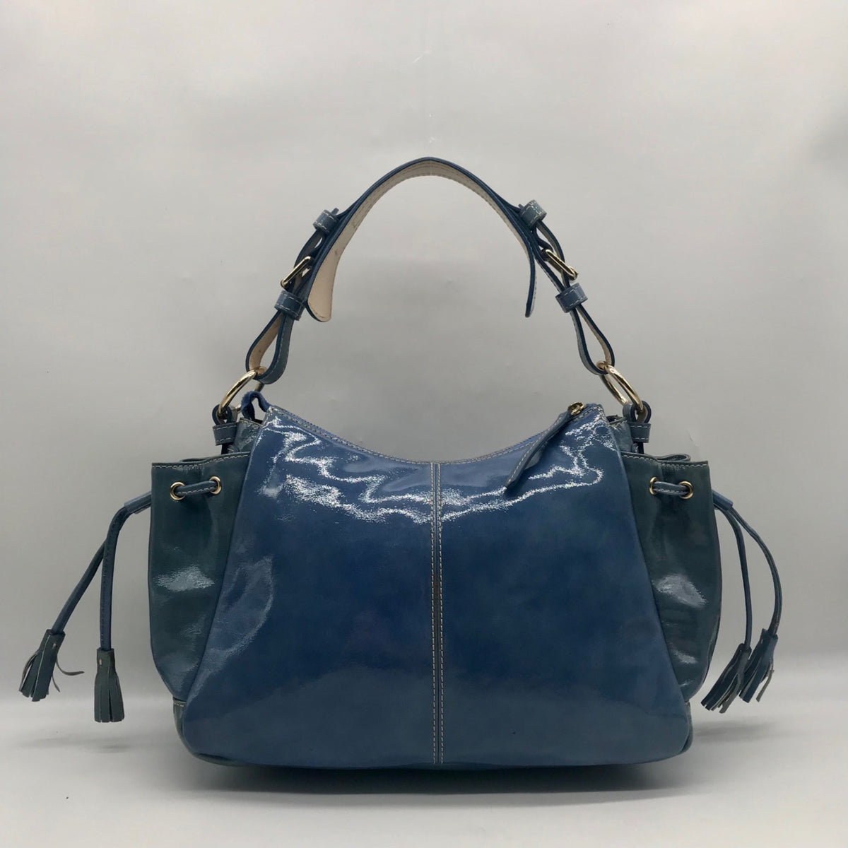 Dooney &amp; Bourke Sky Blue Patent Leather 1975 Collection Shoulder Bag