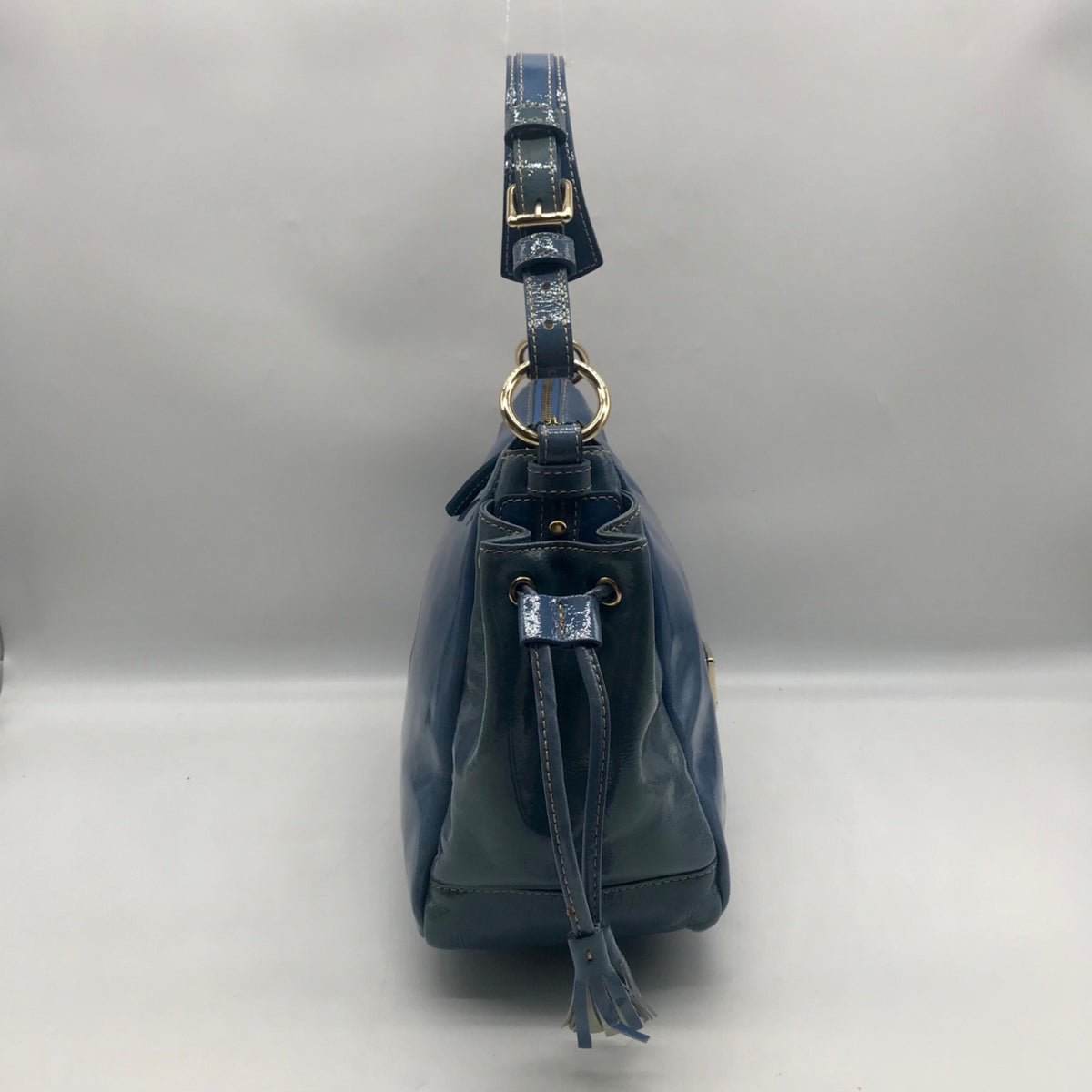 Dooney &amp; Bourke Sky Blue Patent Leather 1975 Collection Shoulder Bag