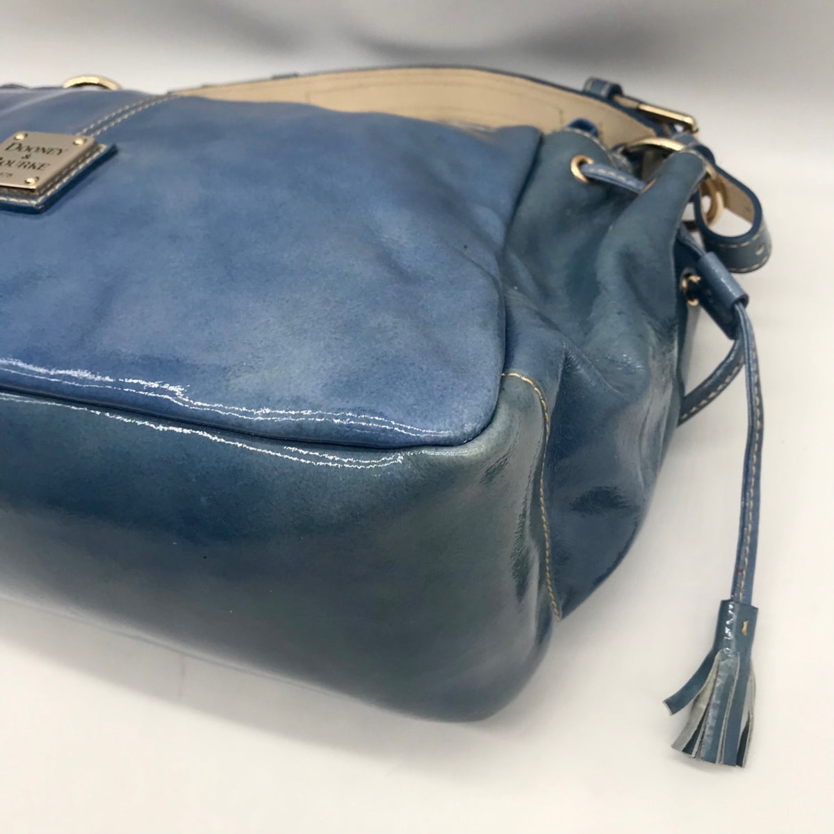 Dooney &amp; Bourke Sky Blue Patent Leather 1975 Collection Shoulder Bag