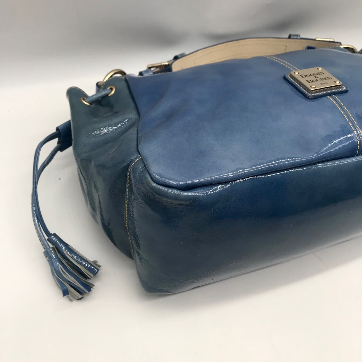 Dooney &amp; Bourke Sky Blue Patent Leather 1975 Collection Shoulder Bag