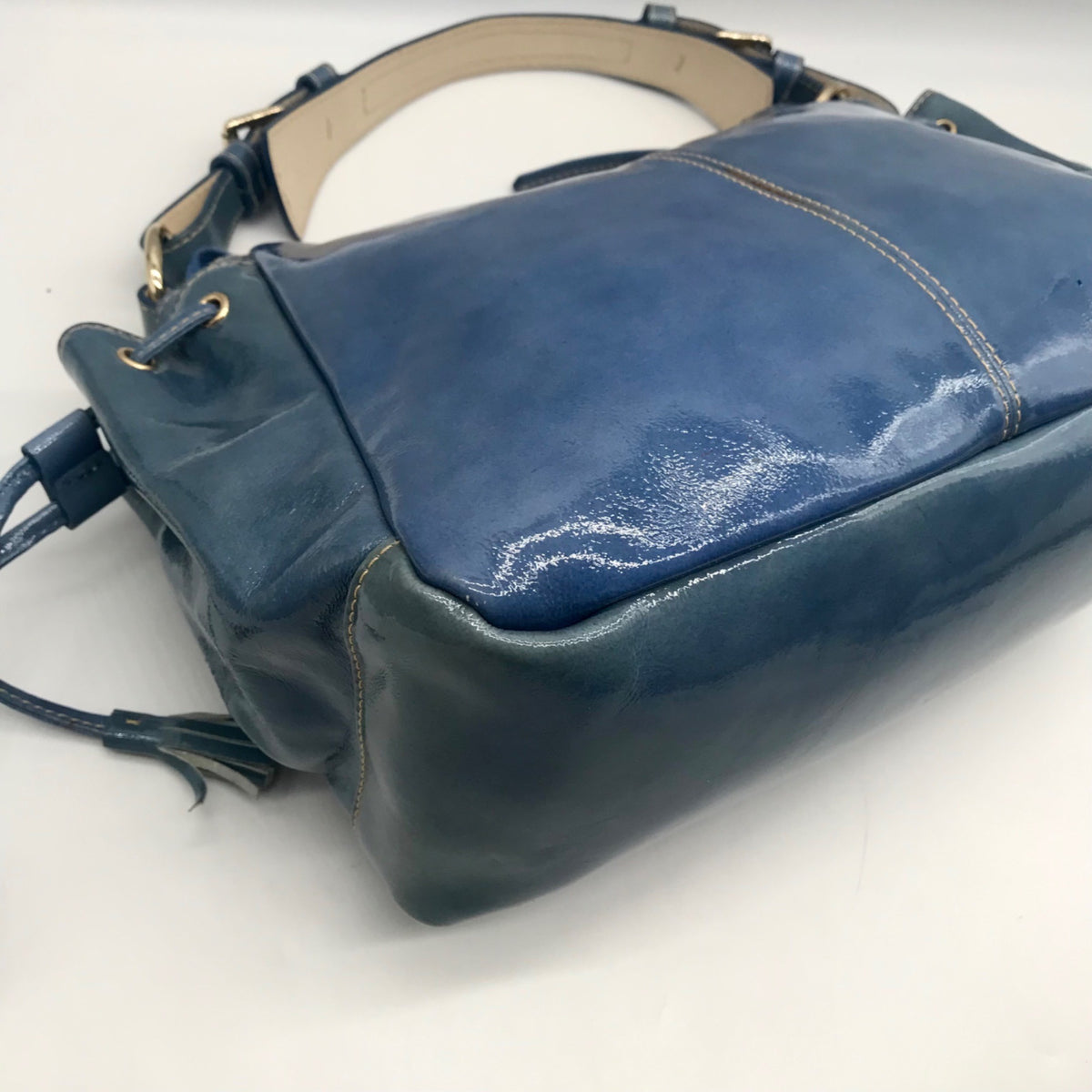 Dooney &amp; Bourke Sky Blue Patent Leather 1975 Collection Shoulder Bag