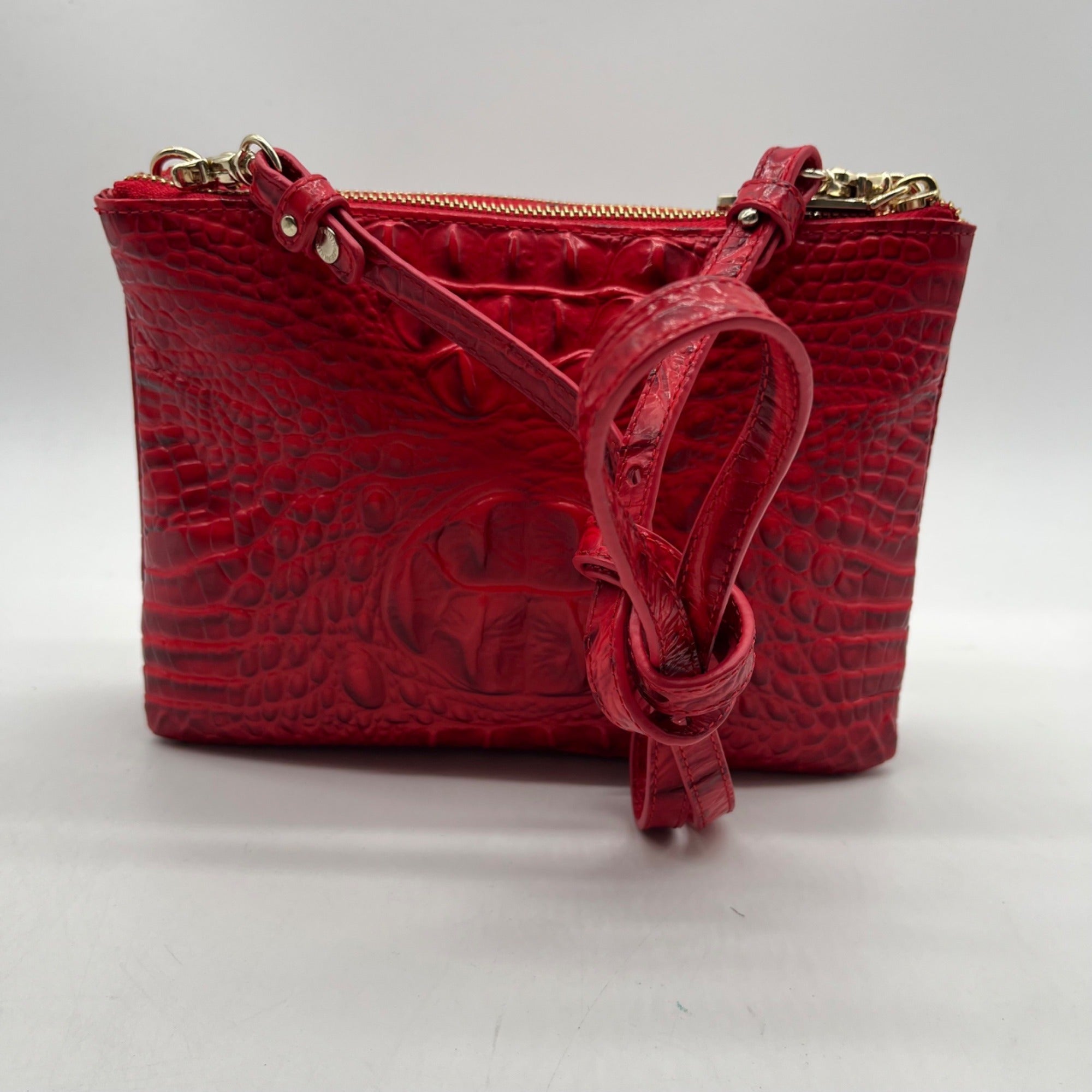 Brahim Red Croc-Embossed Leather Crossbody