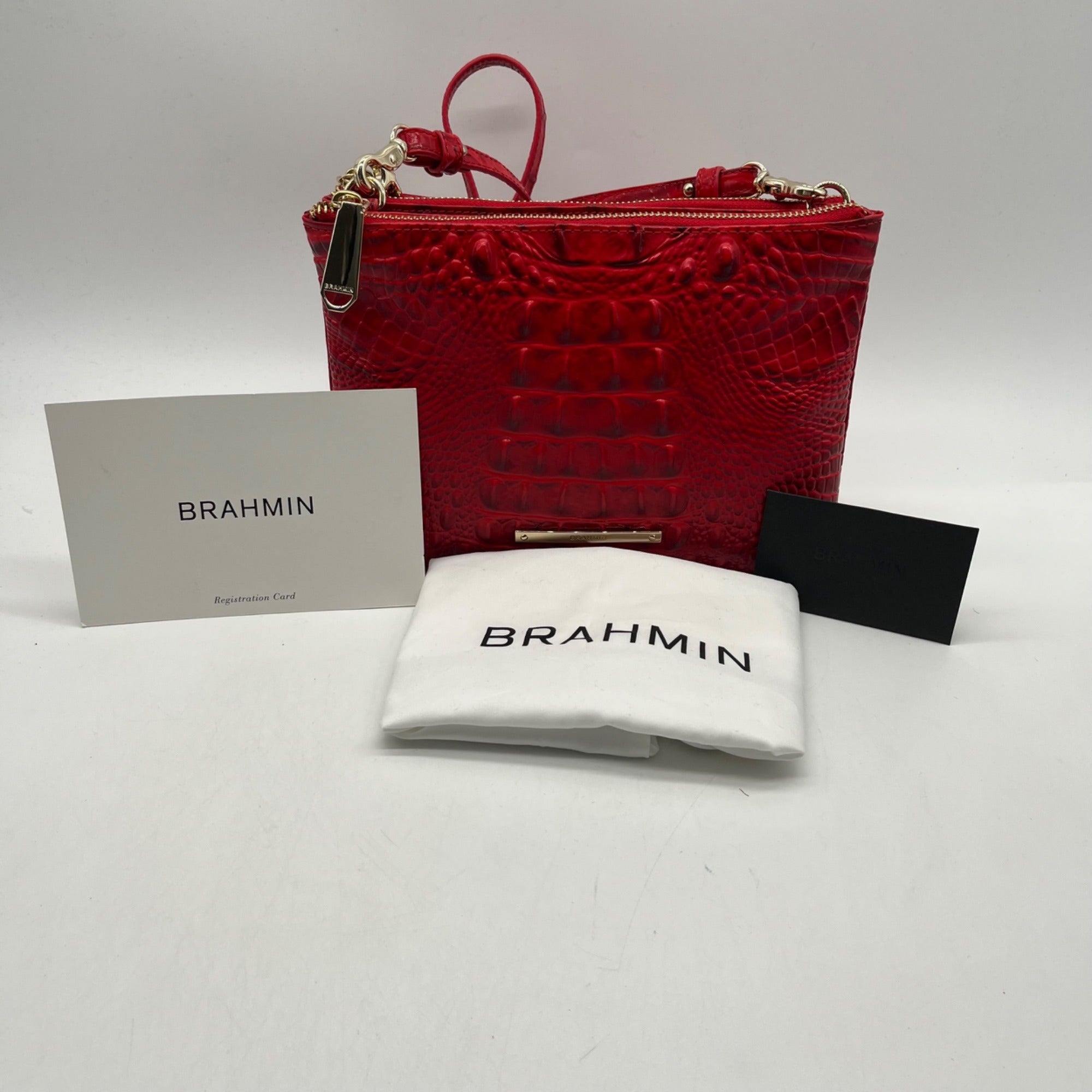 Brahim Red Croc-Embossed Leather Crossbody