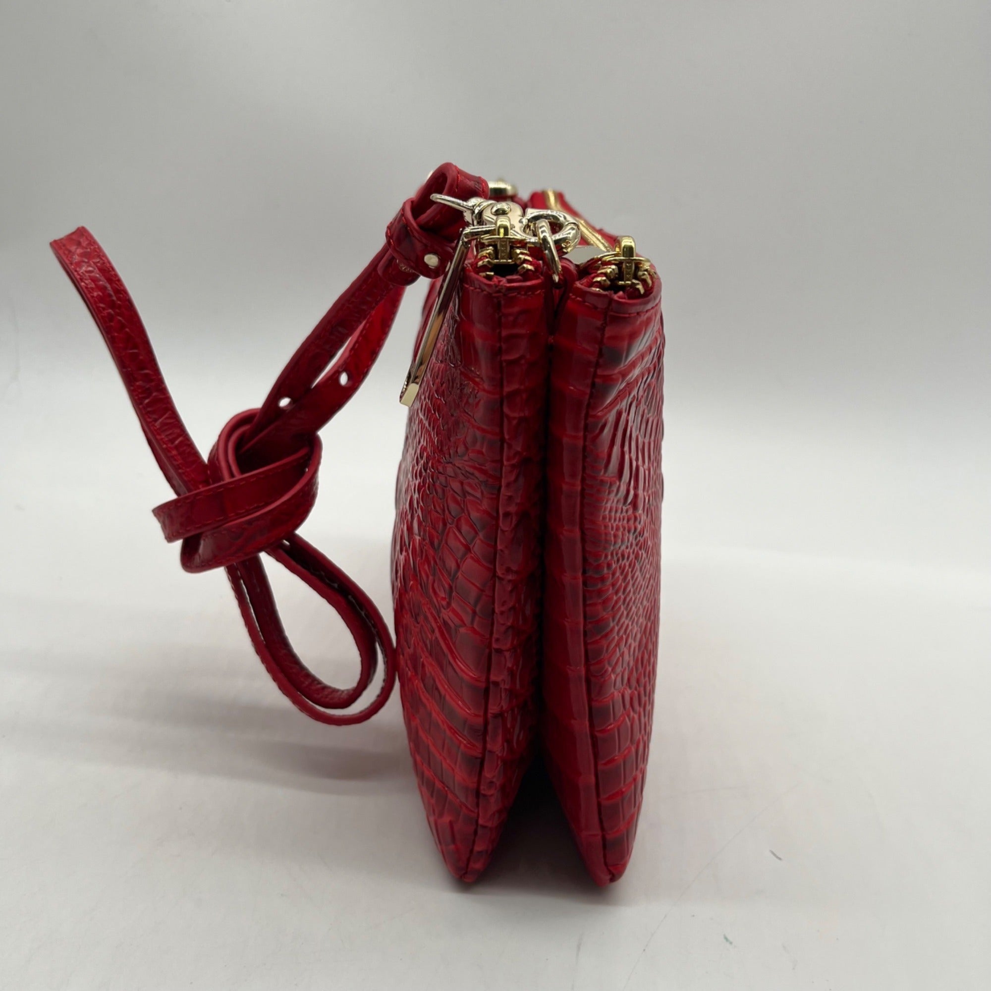 Brahim Red Croc-Embossed Leather Crossbody