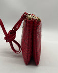 Brahim Red Croc-Embossed Leather Crossbody
