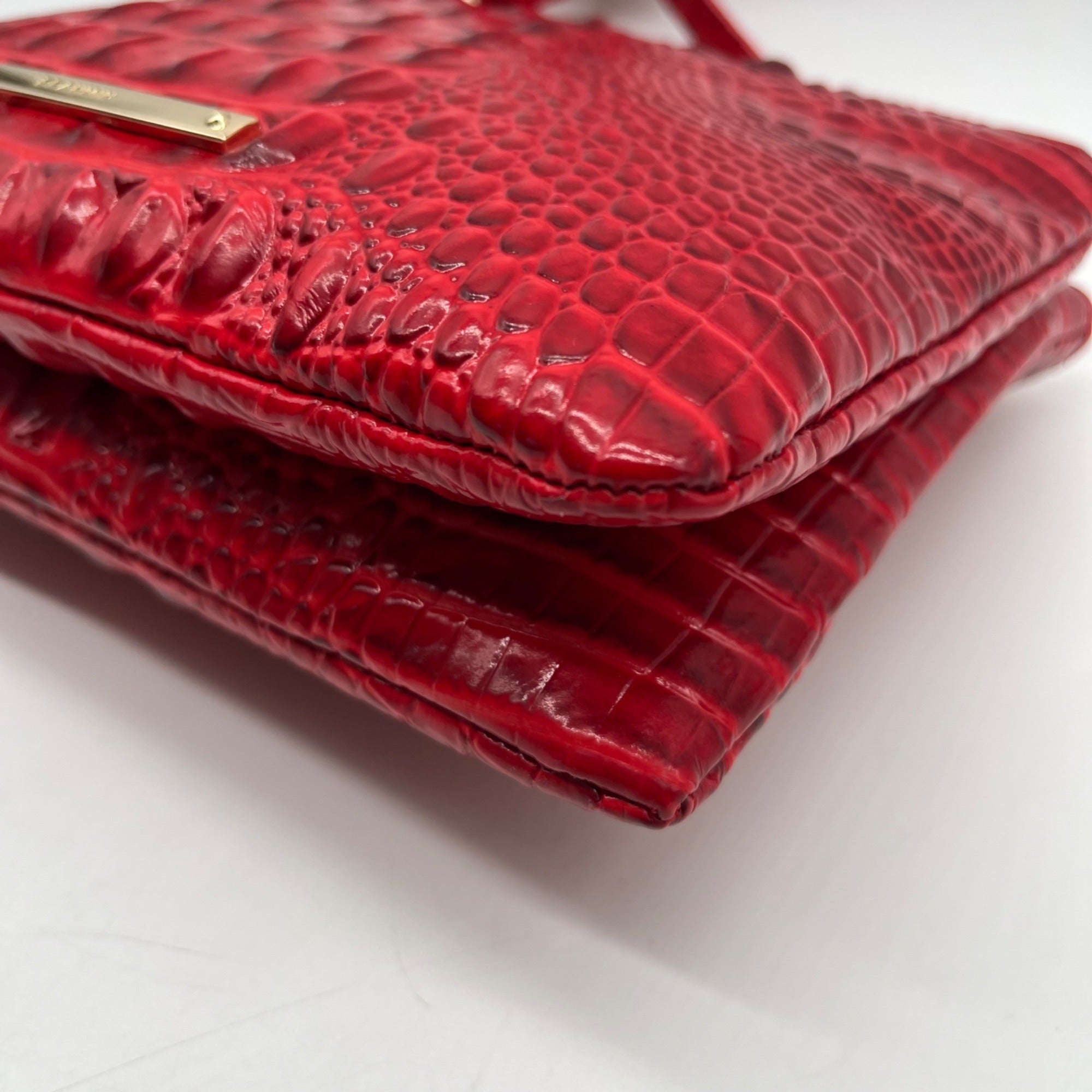 Brahim Red Croc-Embossed Leather Crossbody