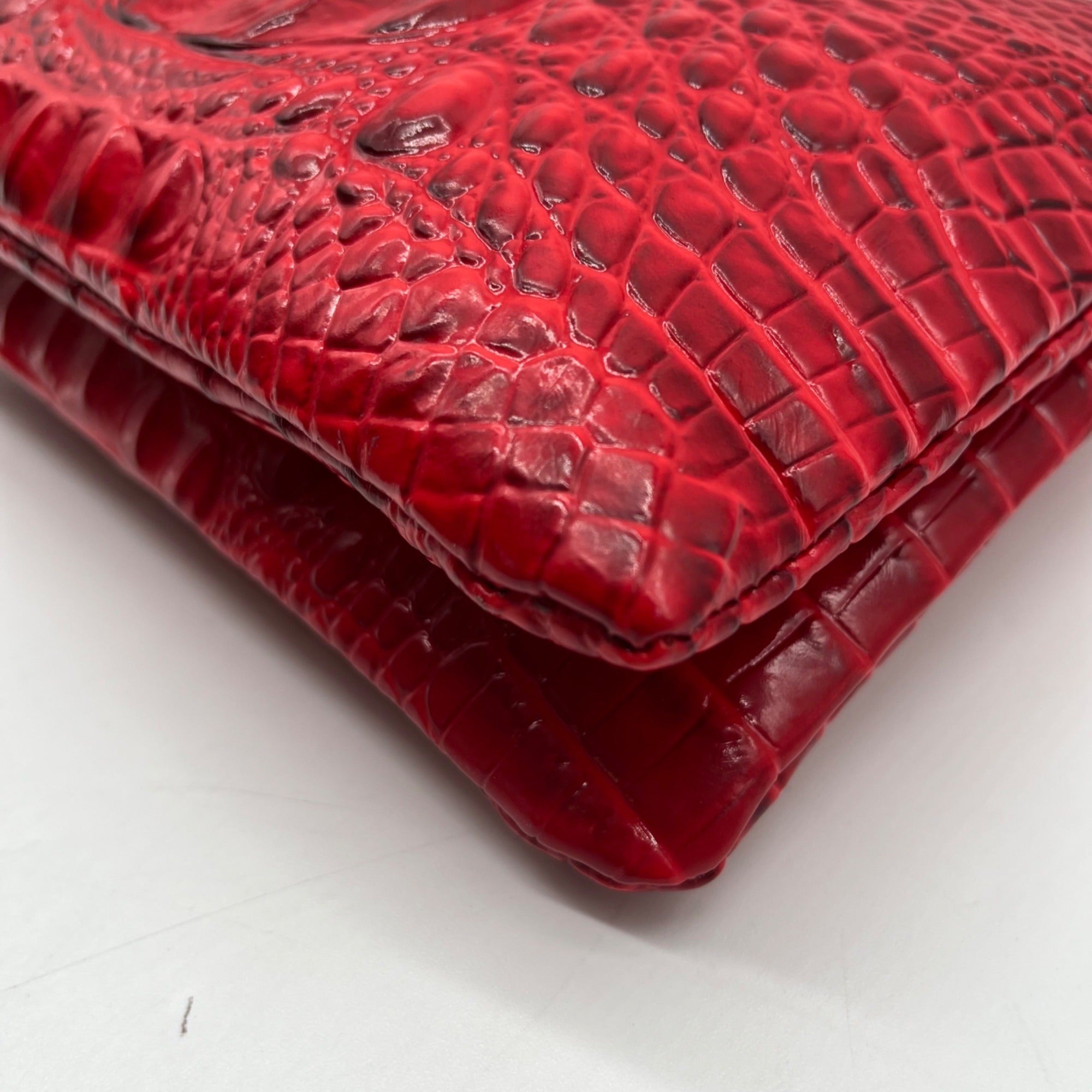 Brahim Red Croc-Embossed Leather Crossbody