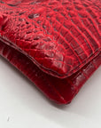 Brahim Red Croc-Embossed Leather Crossbody