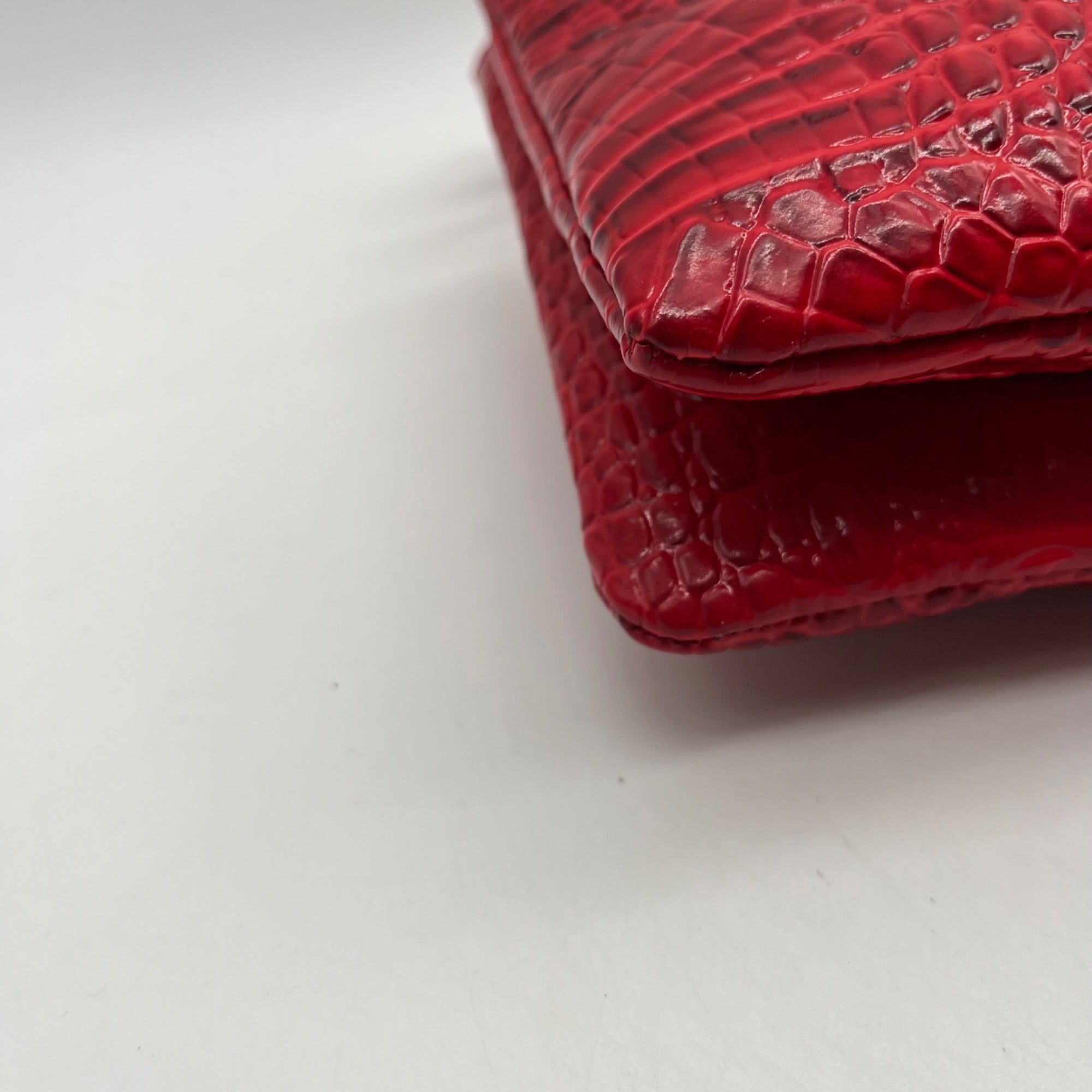 Brahim Red Croc-Embossed Leather Crossbody