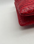 Brahim Red Croc-Embossed Leather Crossbody