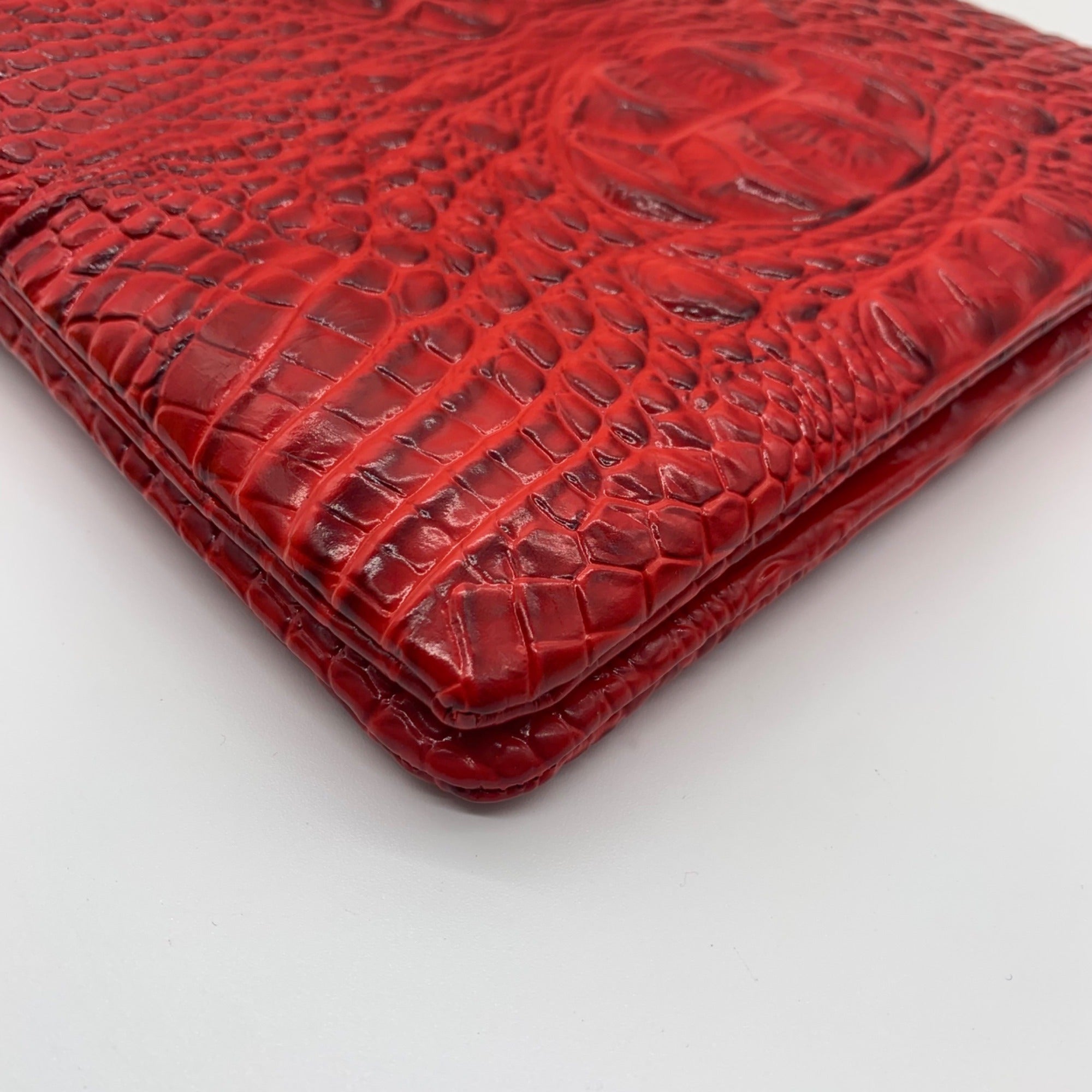 Brahim Red Croc-Embossed Leather Crossbody