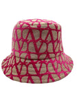 Valentino Garavani Naturale Pink Toile Iconographe Bucket Hat- NWT