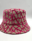 Valentino Garavani Naturale Pink Toile Iconographe Bucket Hat- NWT