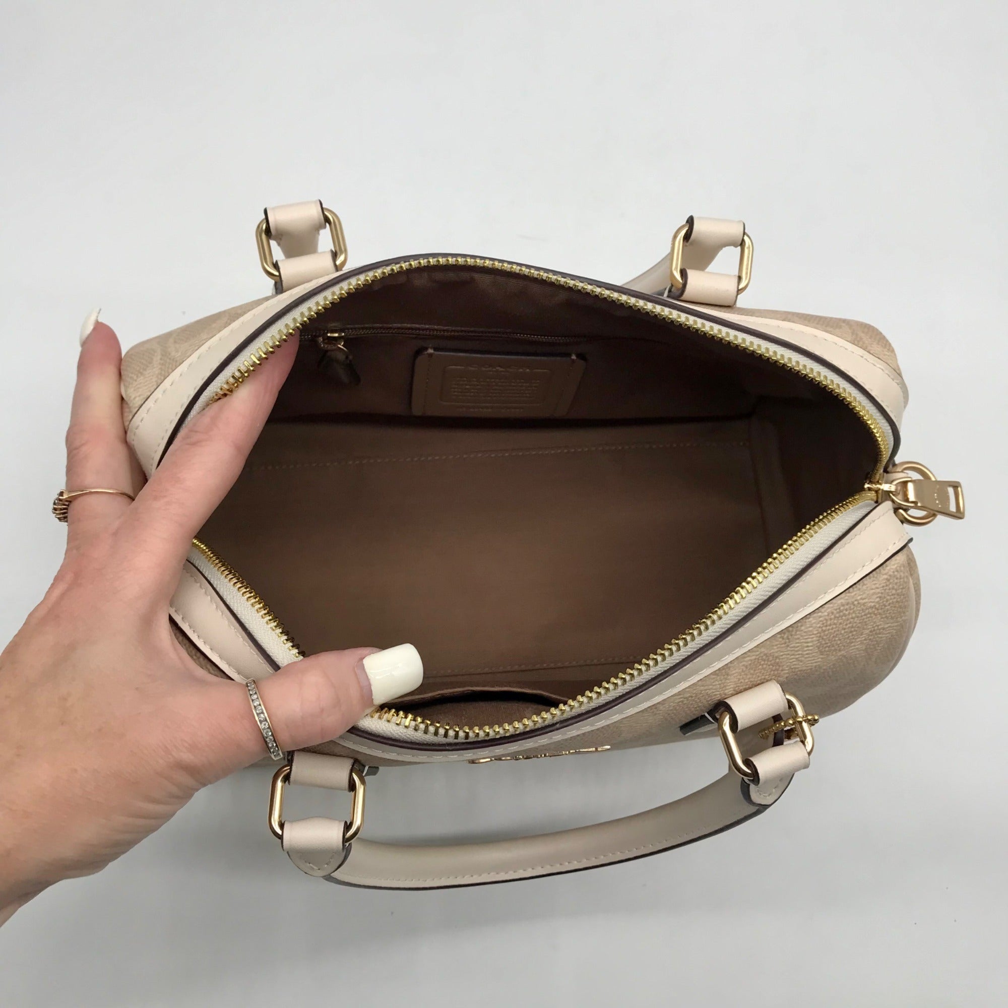Coach Sand And Chalk Rowan Crossbody Convertible Satchel Bag 62422-CV961