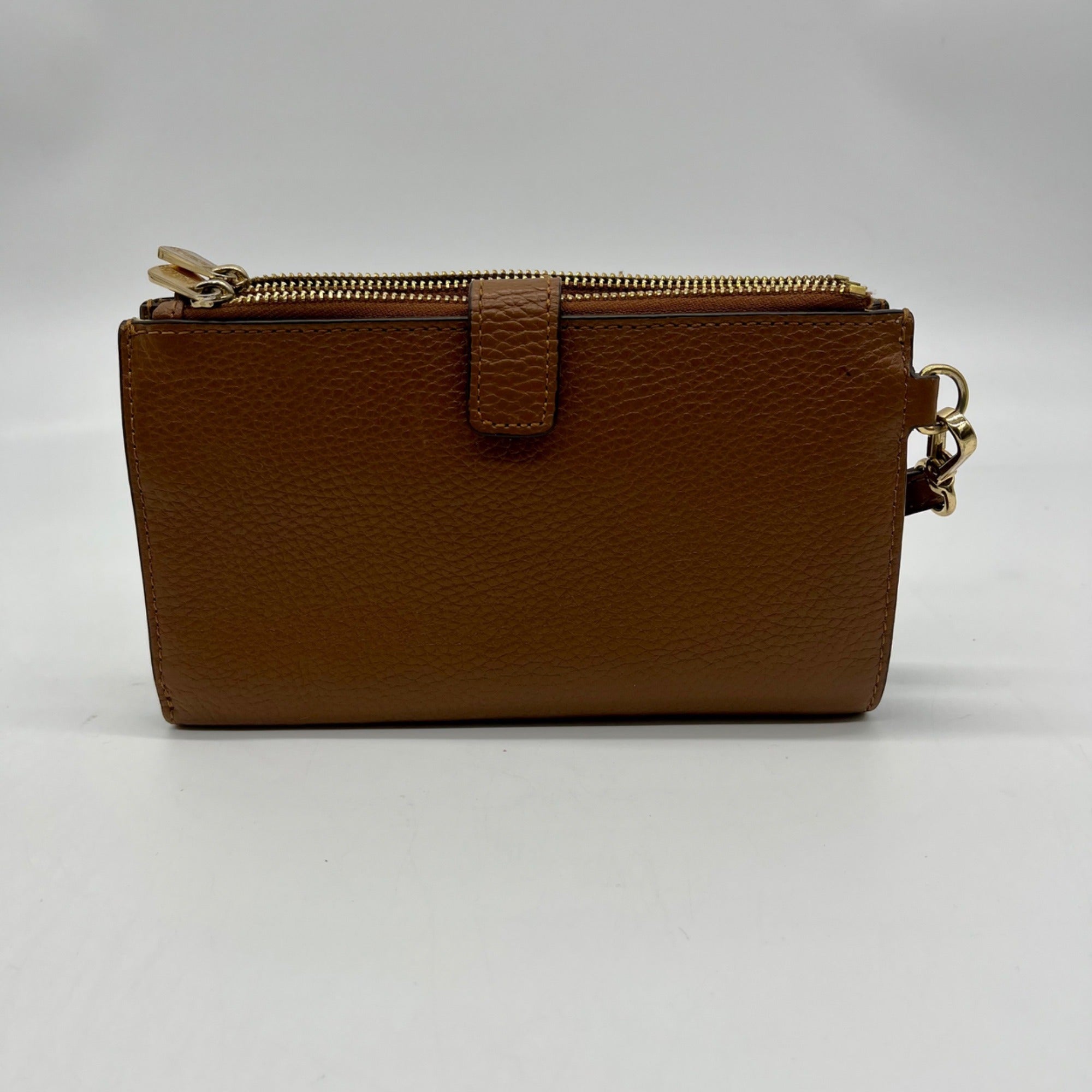 Michael Kors Brown Pebbled Leather Double Zip Wristlet