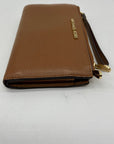 Michael Kors Brown Pebbled Leather Double Zip Wristlet