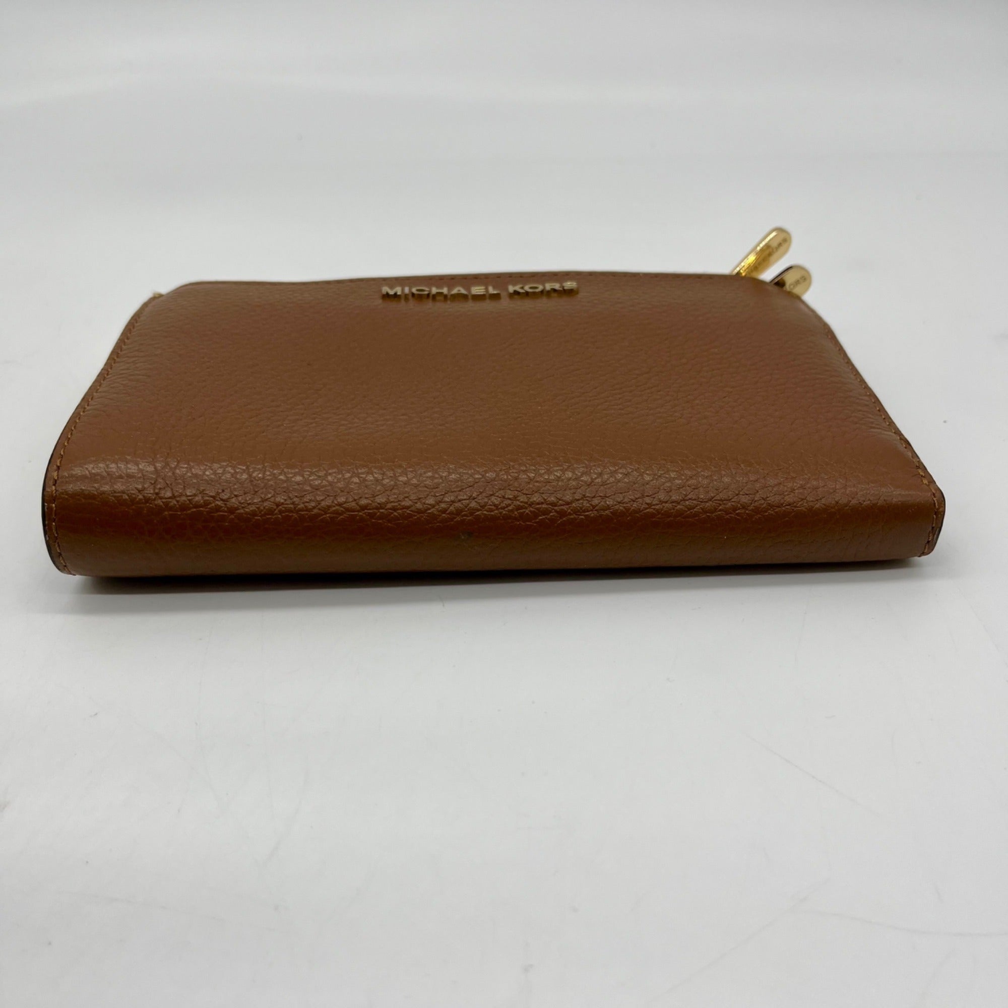 Michael Kors Brown Pebbled Leather Double Zip Wristlet