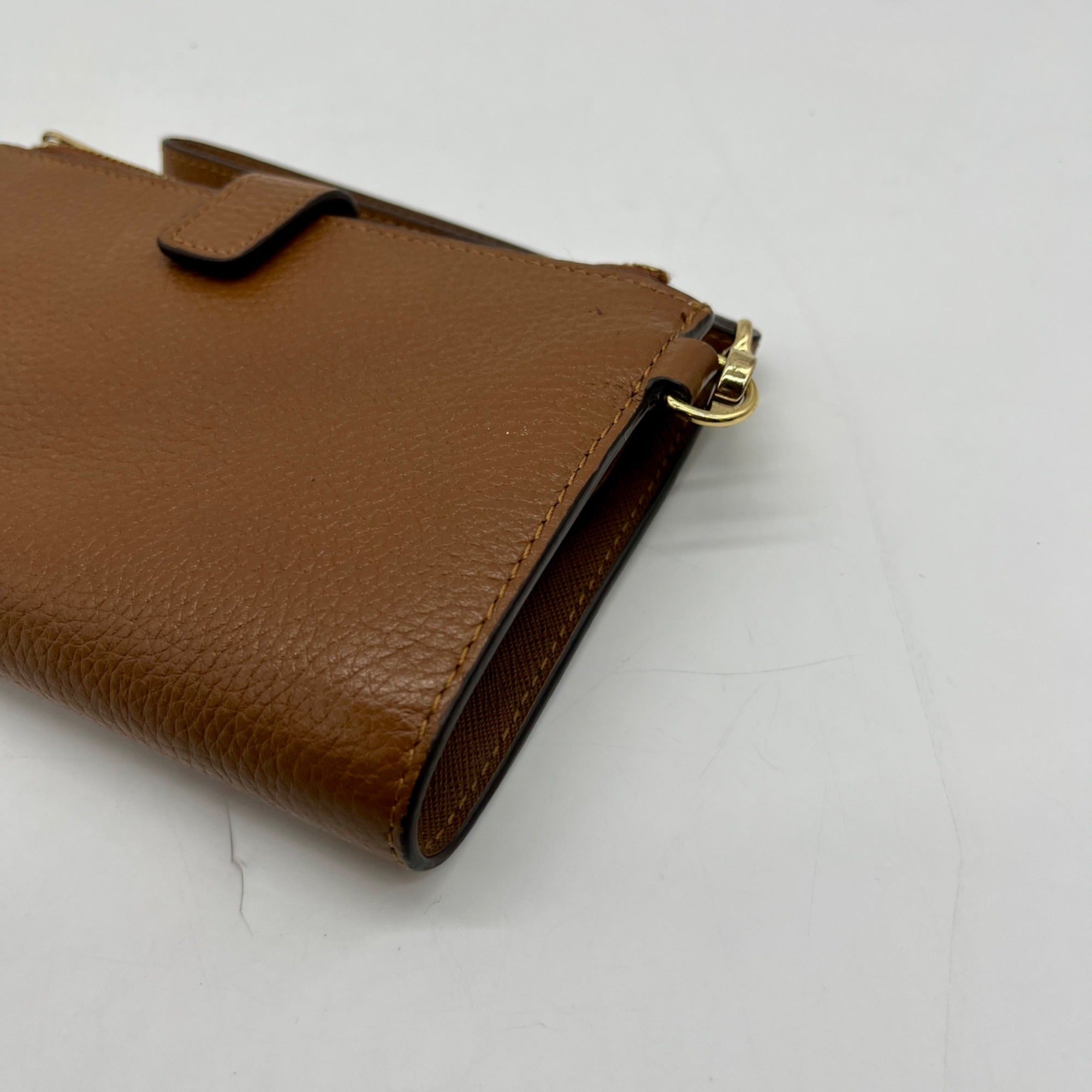 Michael Kors Brown Pebbled Leather Double Zip Wristlet