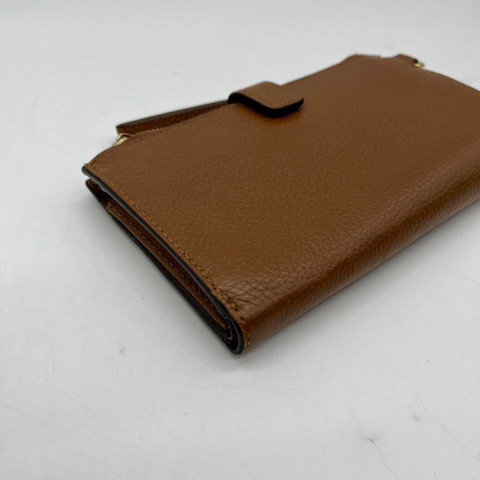 Michael Kors Brown Pebbled Leather Double Zip Wristlet