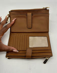 Michael Kors Brown Pebbled Leather Double Zip Wristlet
