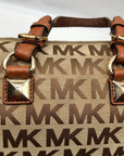 Michael Kors Khaki Monogram Canvas Grayson Satchel Bag