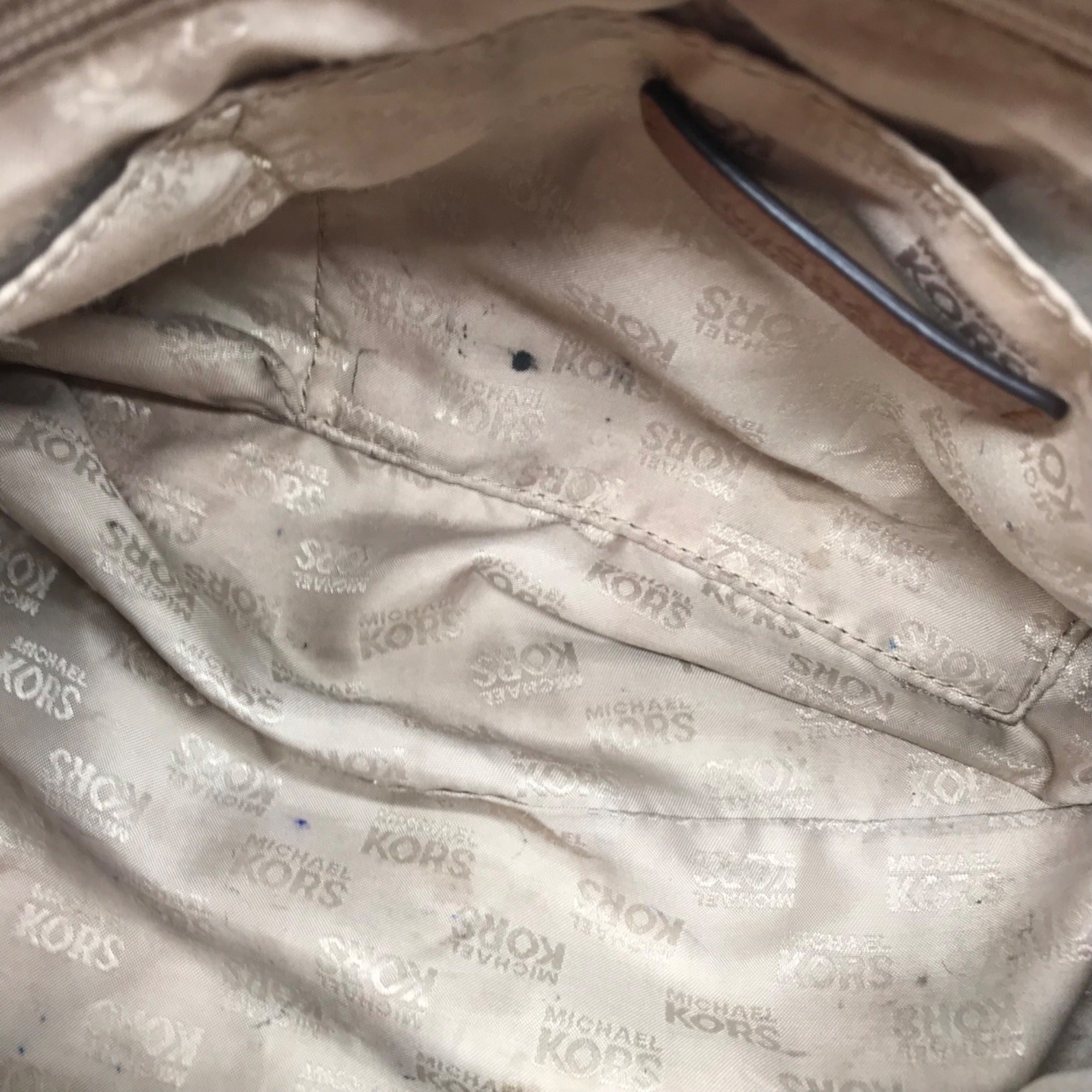 Michael Kors Khaki Monogram Canvas Grayson Satchel Bag