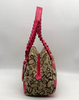 Bebe Tan and Pink Monogram Canvas Shoulder Bag