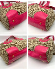 Bebe Tan and Pink Monogram Canvas Shoulder Bag