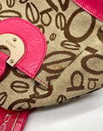 Bebe Tan and Pink Monogram Canvas Shoulder Bag