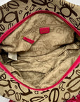 Bebe Tan and Pink Monogram Canvas Shoulder Bag