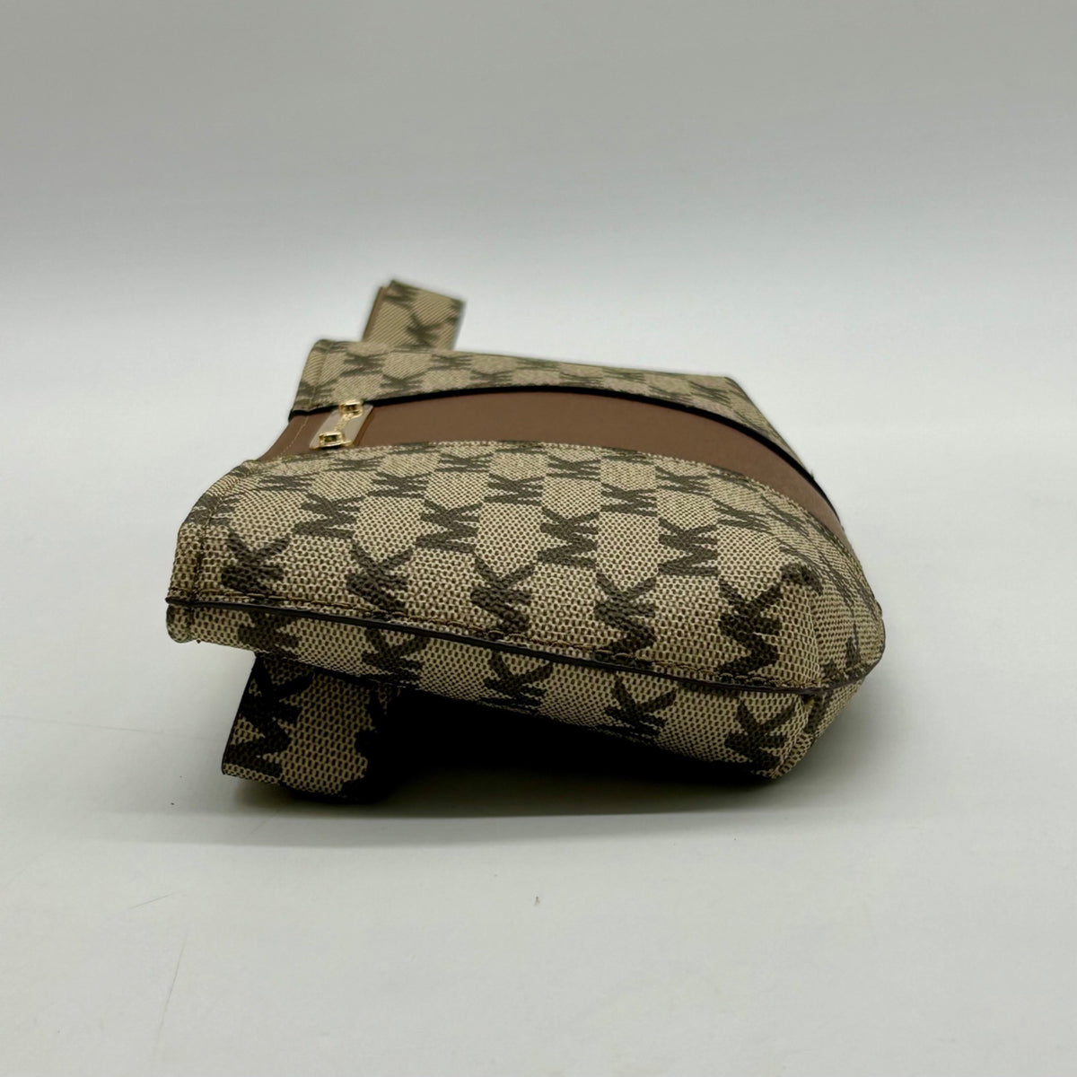 Michael Kors Khaki Coated Canvas And Leather Belt Bag