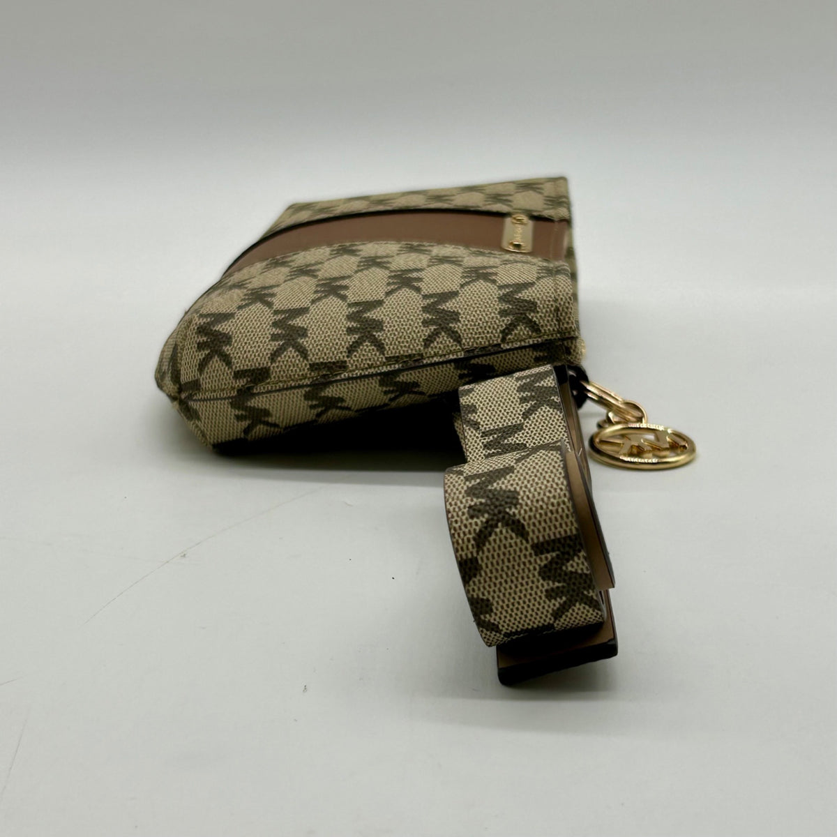 Michael Kors Khaki Coated Canvas And Leather Belt Bag