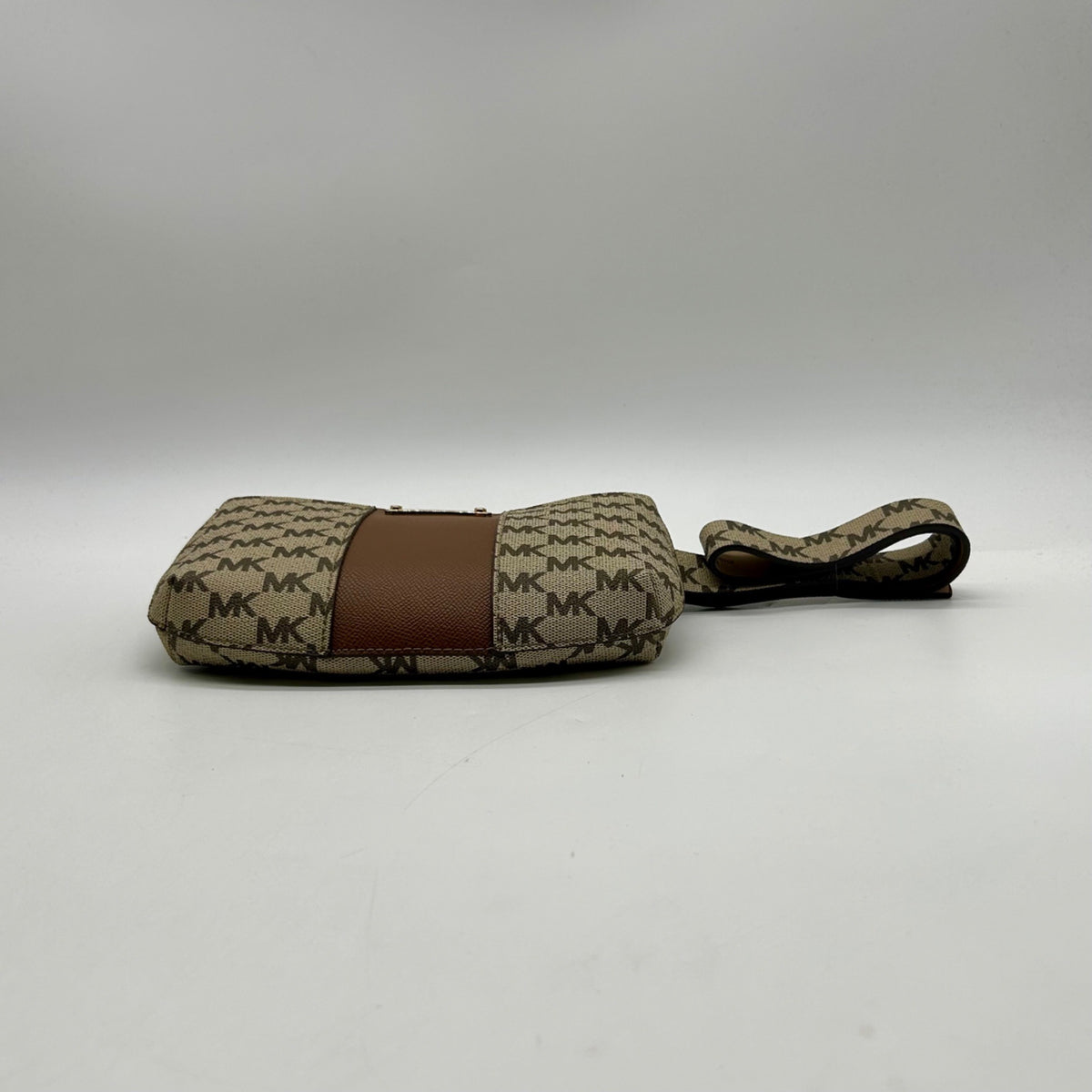 Michael Kors Khaki Coated Canvas And Leather Belt Bag