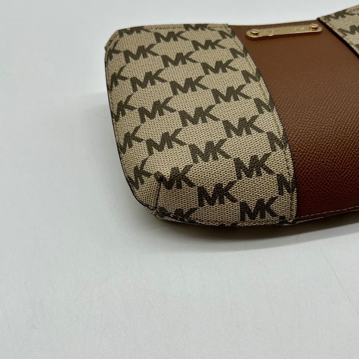 Michael Kors Khaki Coated Canvas And Leather Belt Bag