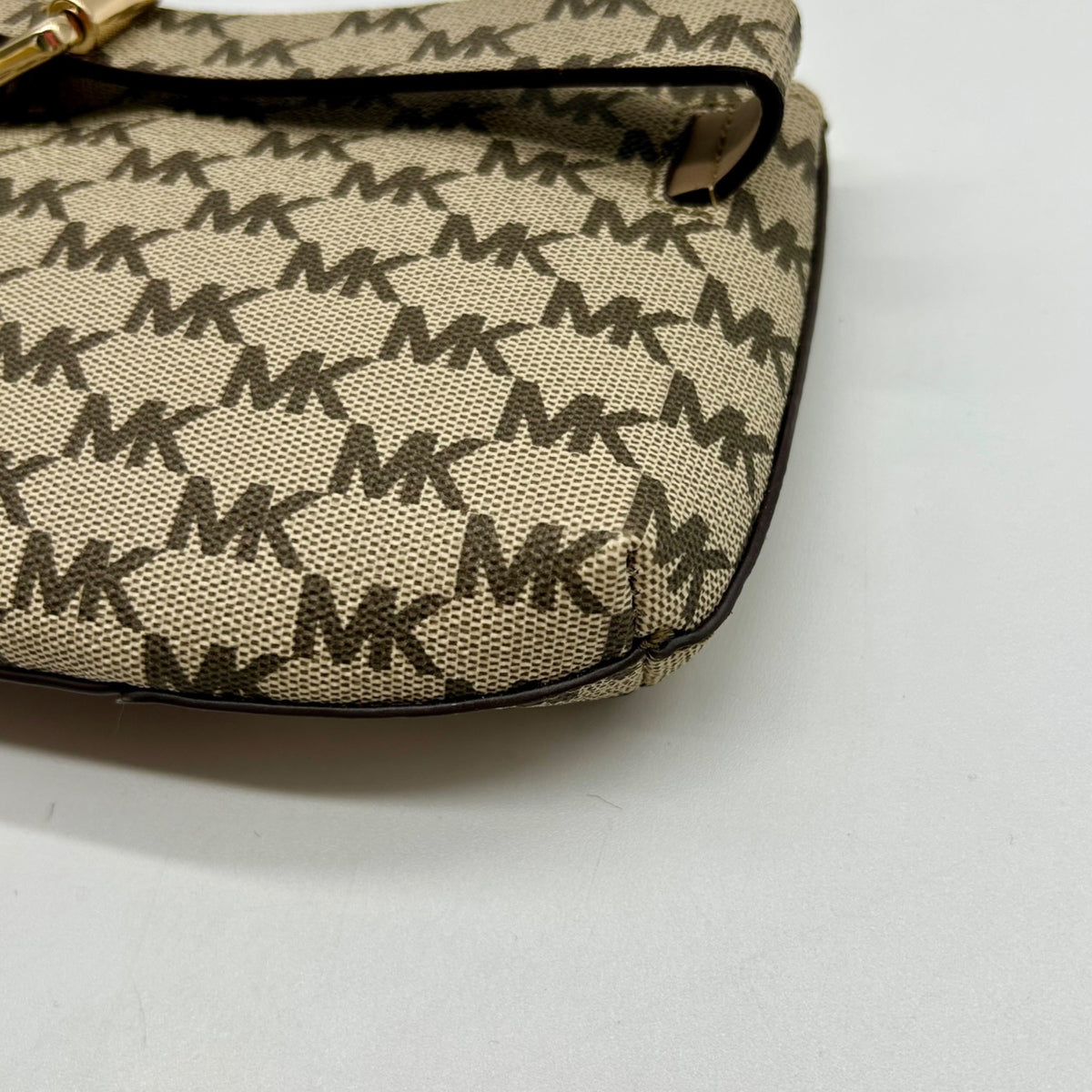 Michael Kors Khaki Coated Canvas And Leather Belt Bag