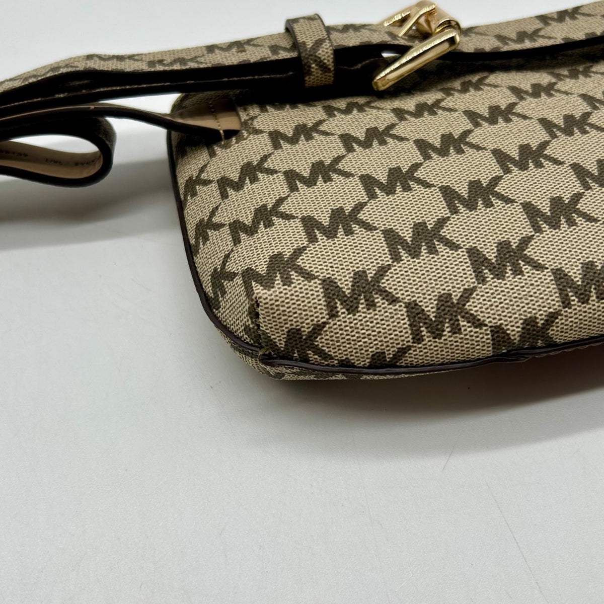Michael Kors Khaki Coated Canvas And Leather Belt Bag