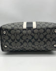 Coach Gray And Black Leather Signature Stripe Satchel Bag F24362