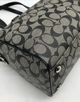 Coach Gray And Black Leather Signature Stripe Satchel Bag F24362