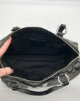 Coach Gray And Black Leather Signature Stripe Satchel Bag F24362