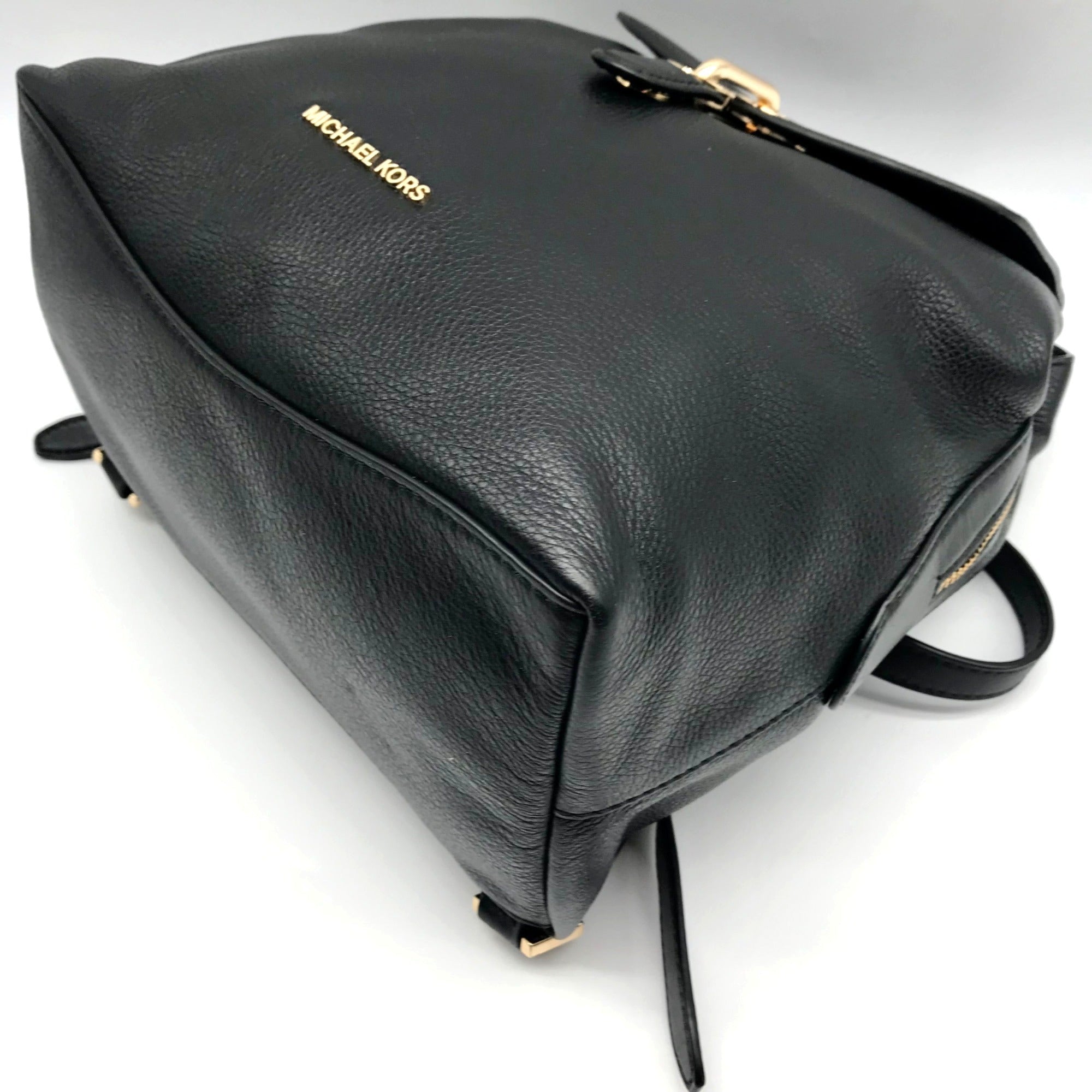 Michael Kors Black Pebbled Leather Raven Medium Backpack