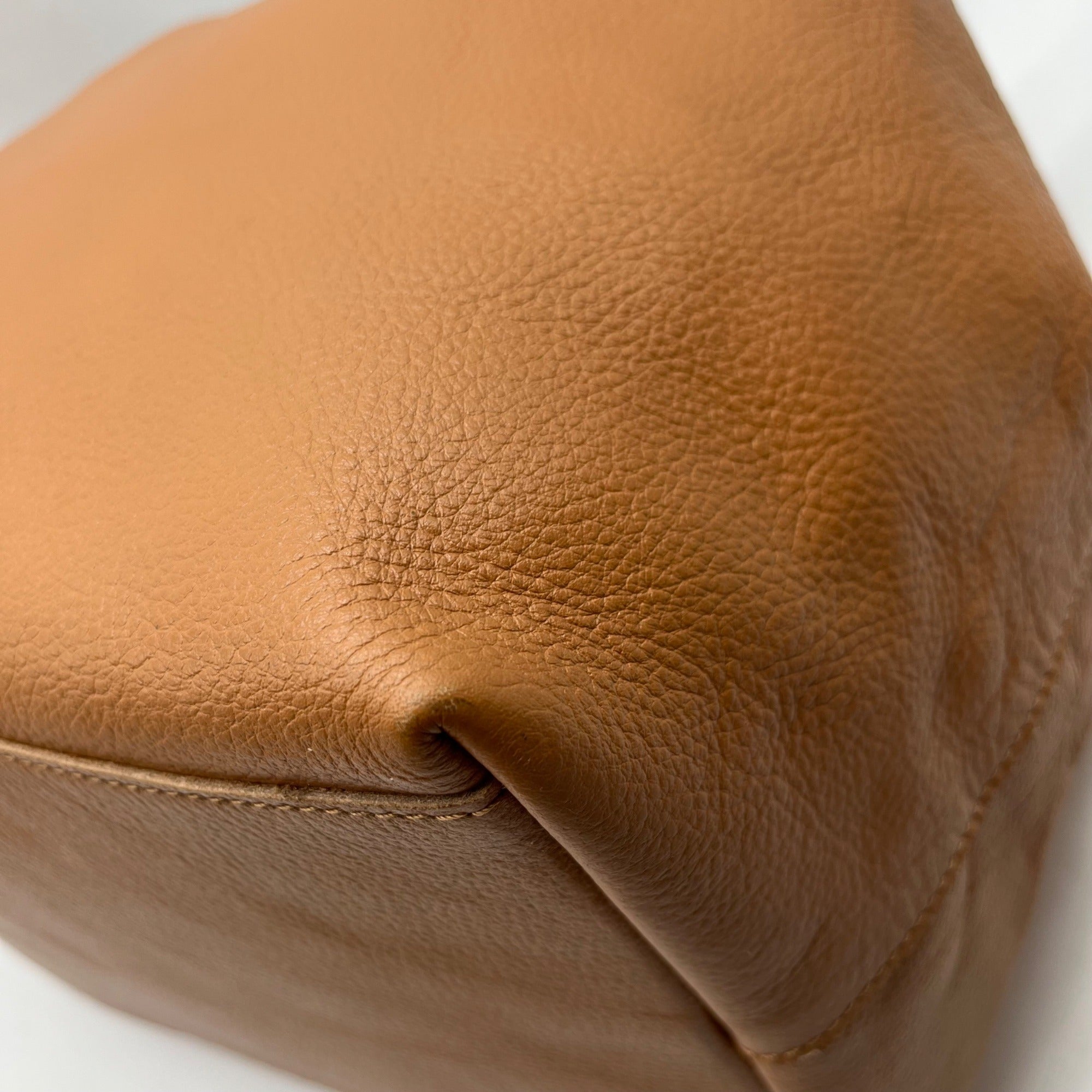 Luruena Brown Pebbled Leather Shoulder Bag