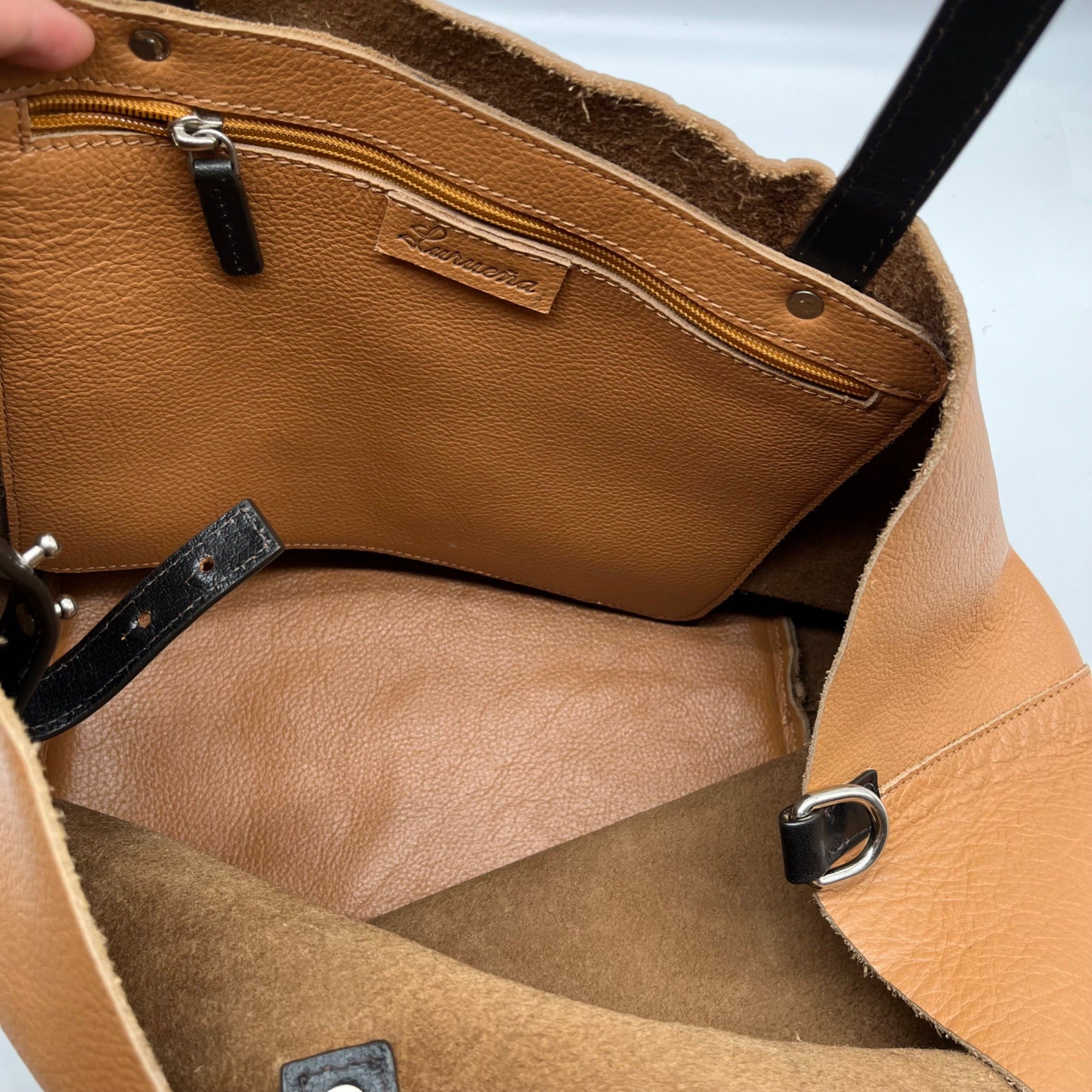 Luruena Brown Pebbled Leather Shoulder Bag