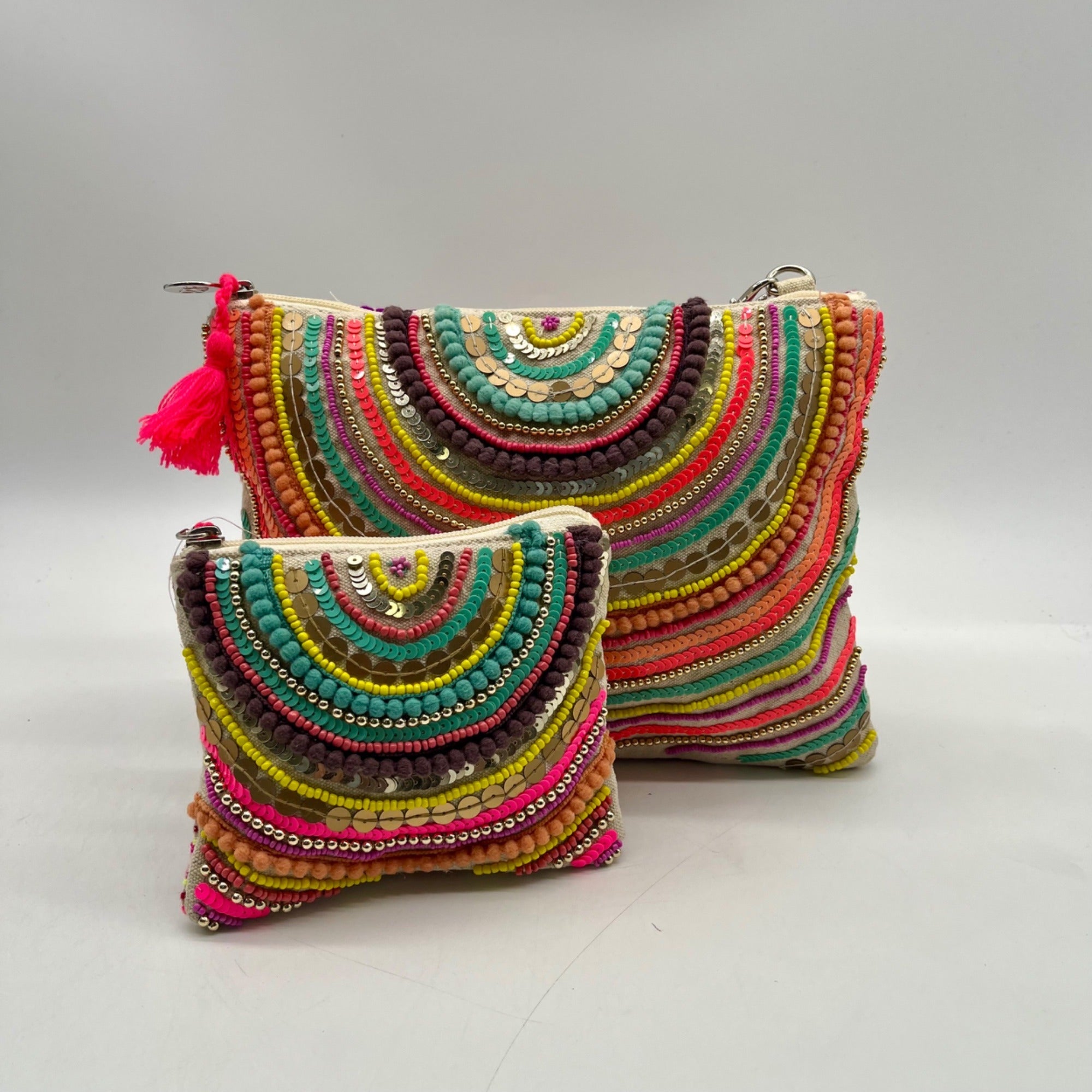 America And Beyond Multi-Colored Fabric And Sequin Crossbody Set