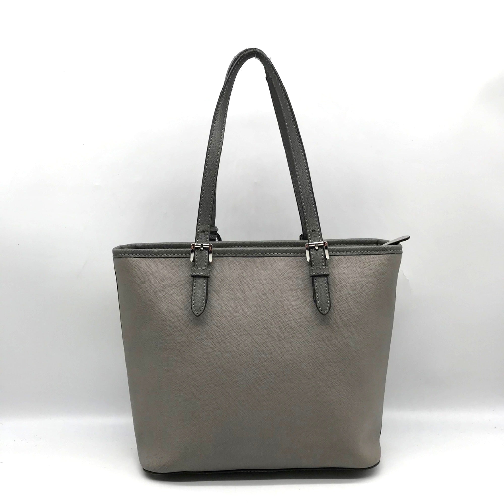 Michael Kors Gray Saffiano Leather Jet Set Pocket Tote Bag