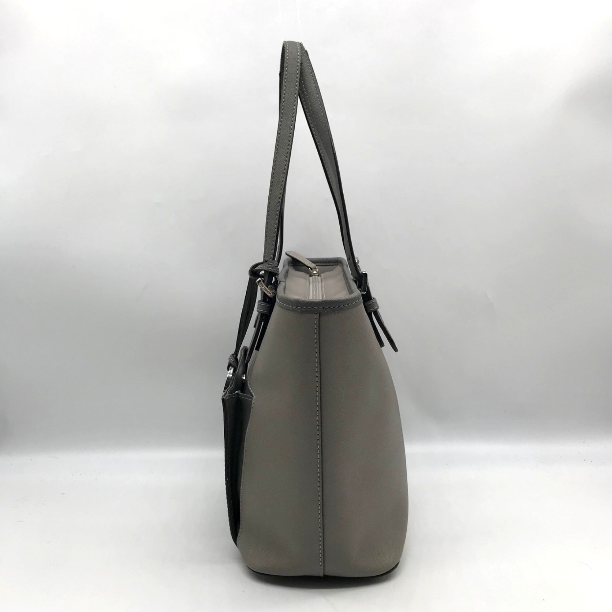 Michael Kors Gray Saffiano Leather Jet Set Pocket Tote Bag