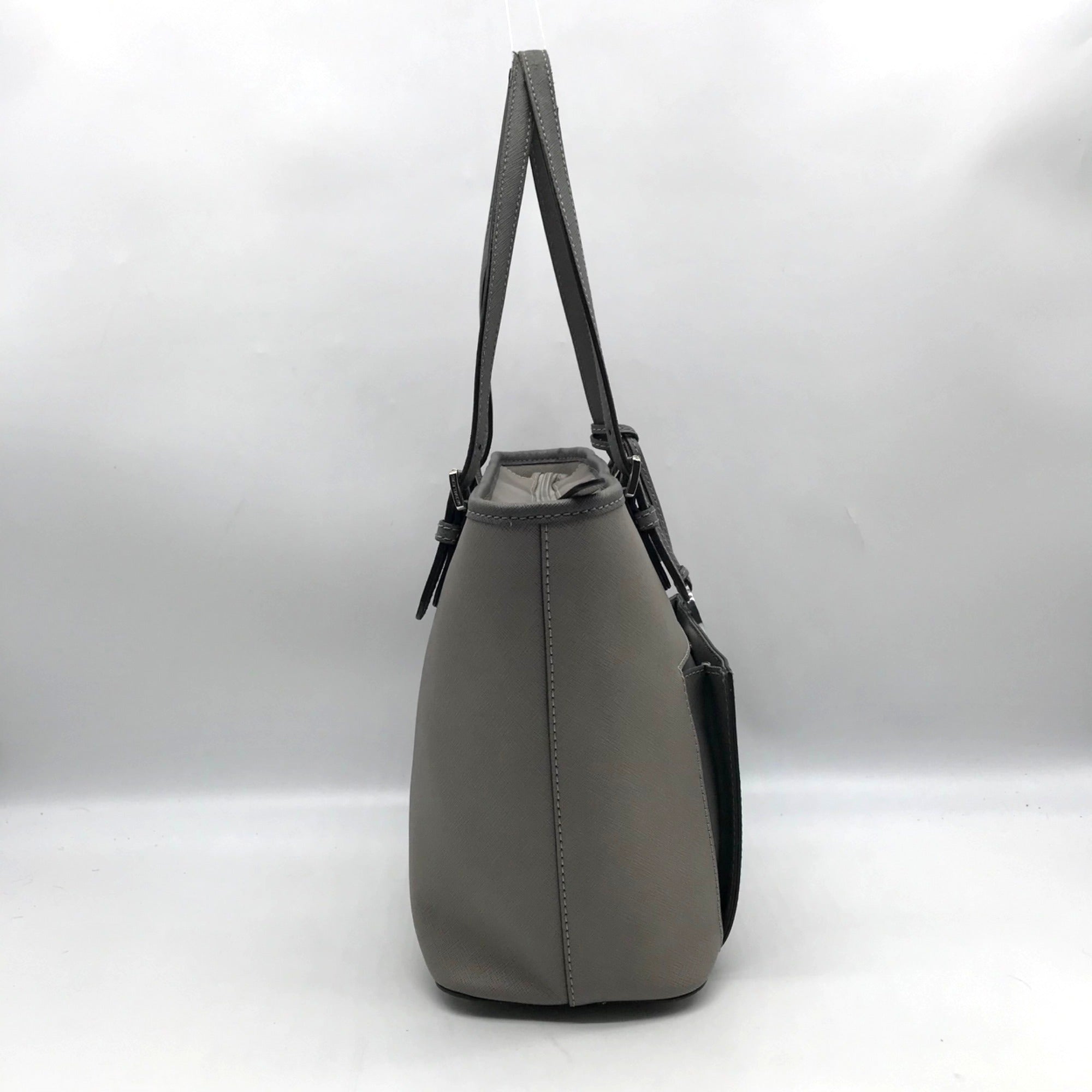 Michael Kors Gray Saffiano Leather Jet Set Pocket Tote Bag