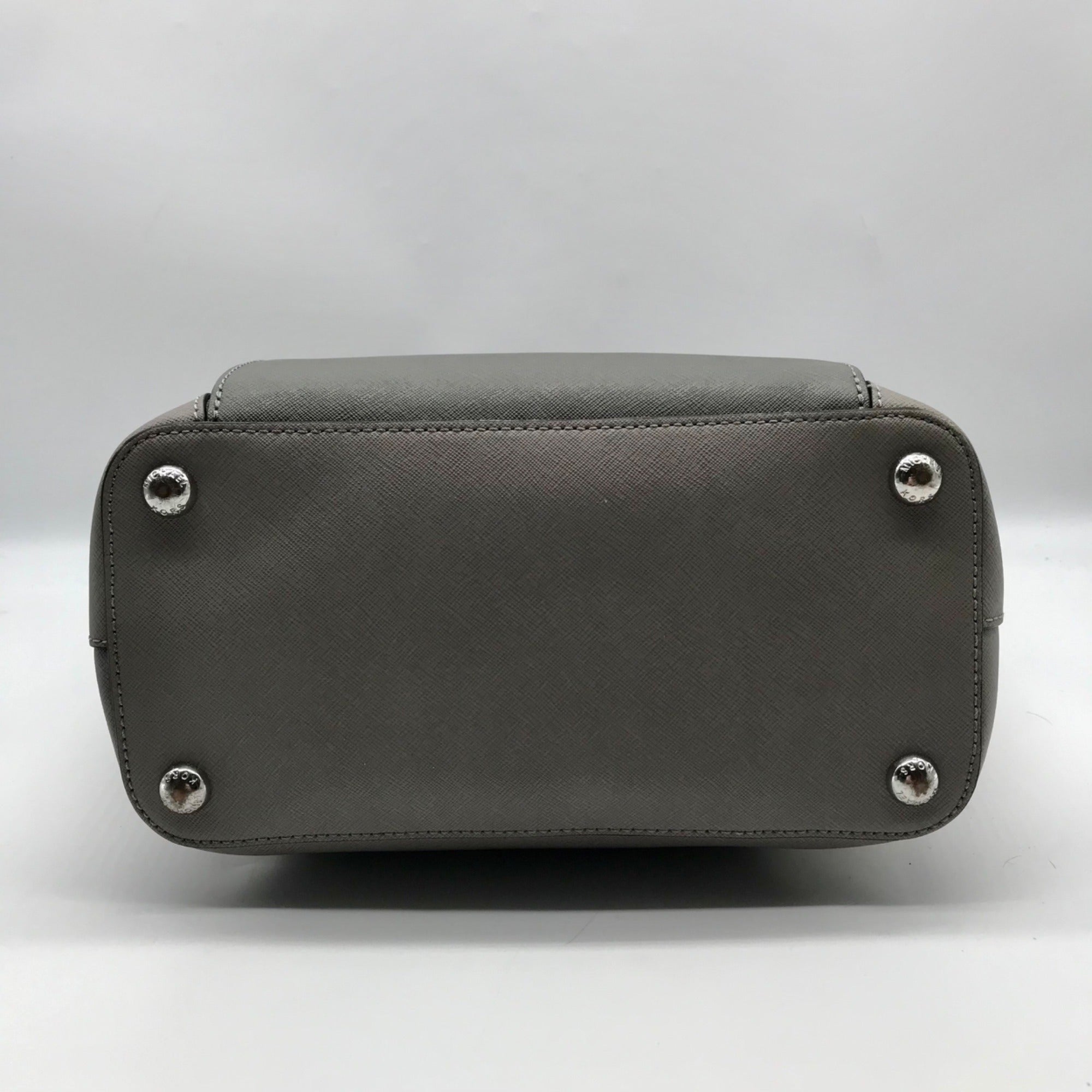 Michael Kors Gray Saffiano Leather Jet Set Pocket Tote Bag